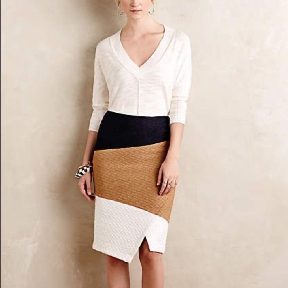 Anthropologie HD in Paris colour block pencil skirt